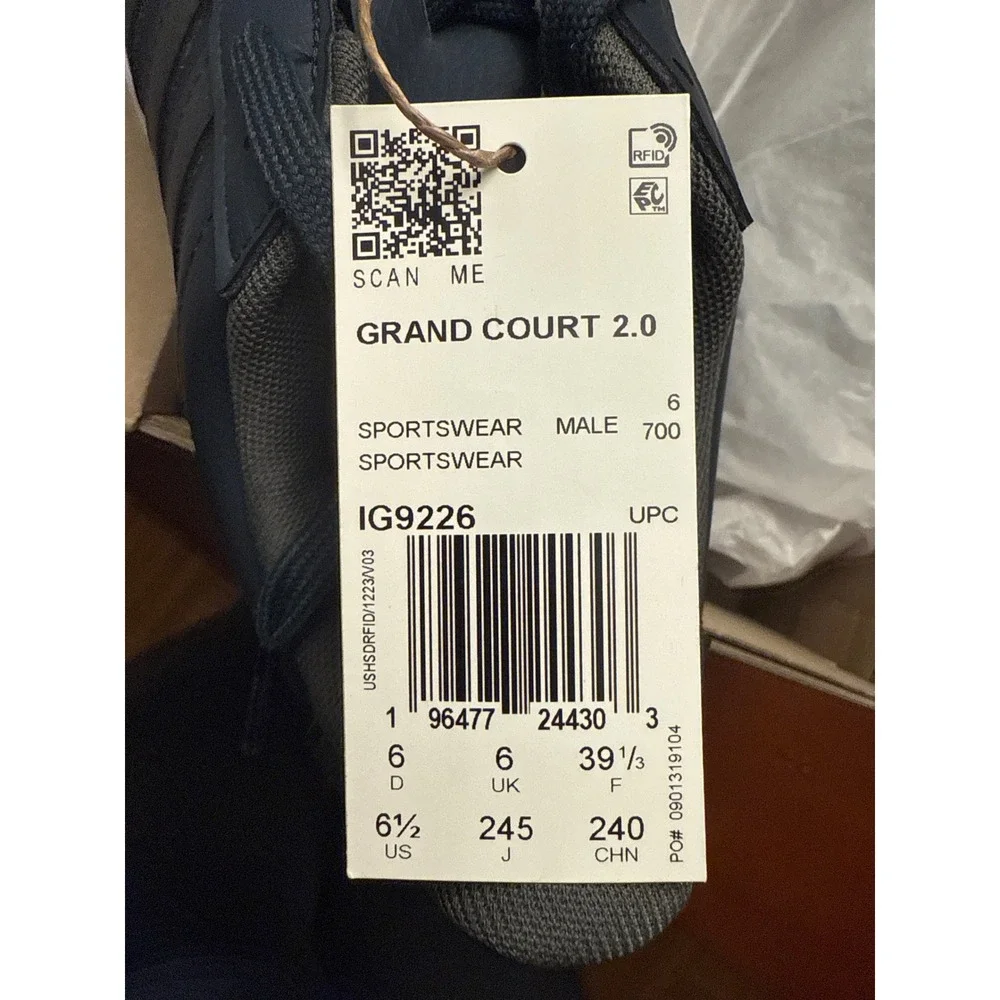 Adidas Grand Court 2.0 US‎ men's 6.5 women 8 Aurora Ink IG9226 grey white NIB